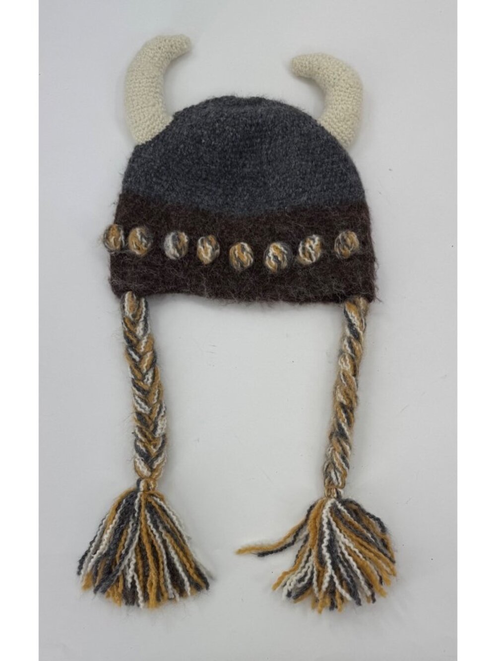 Viking Hat With Horns & Braids By Peruvian Trading Company